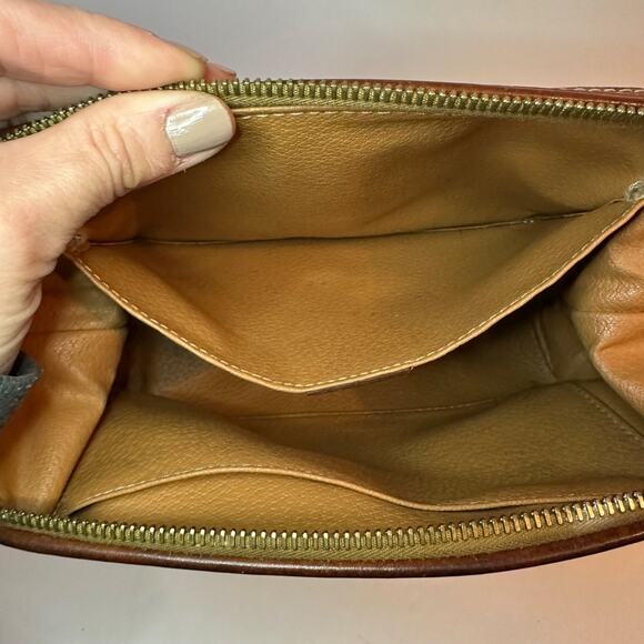 CELINE Macadam Cosmetic Pouch clutch PVC Leather Brown Authentic - Picture 12 of 15